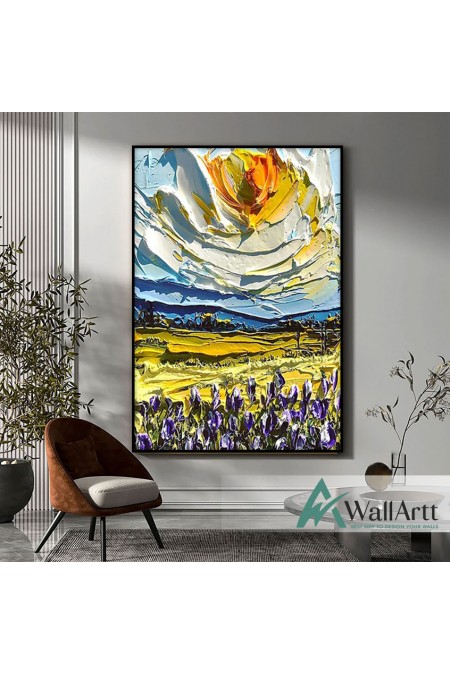 Abstract Sunny Day 3d Heavy Textured Partial Oil Painting